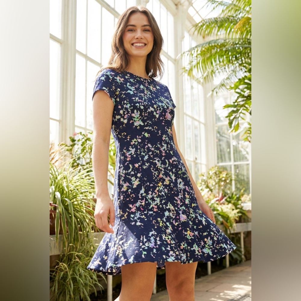 Shoshanna Purple Floral Fit & Flare Dress Size 2 Multicolor Cocktail Mini